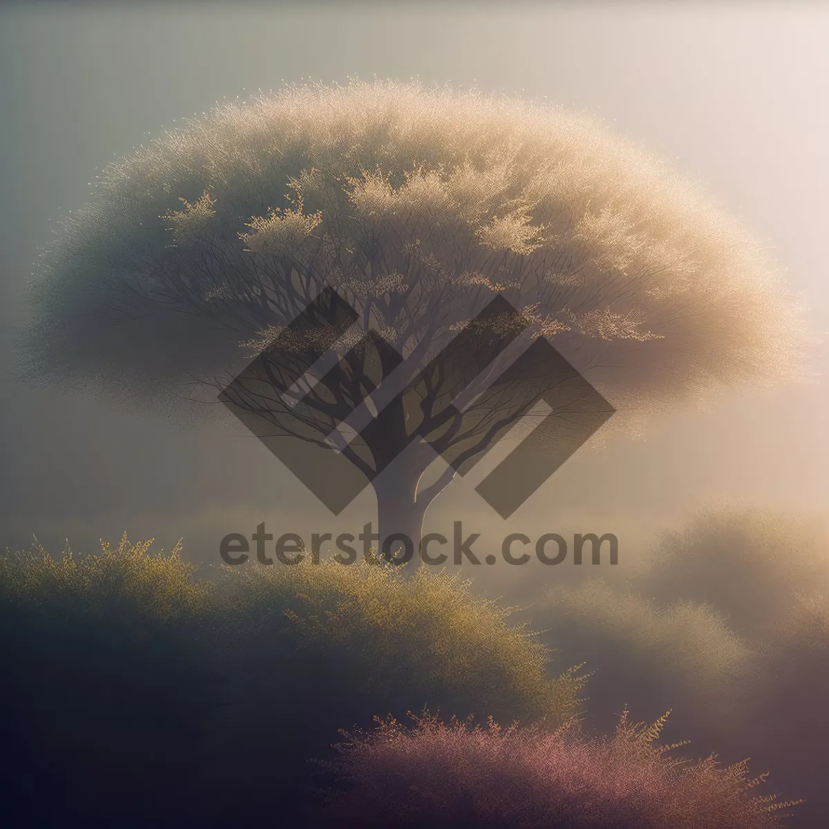 Picture of Sunlit Dandelion in Sky-Filled Landscape