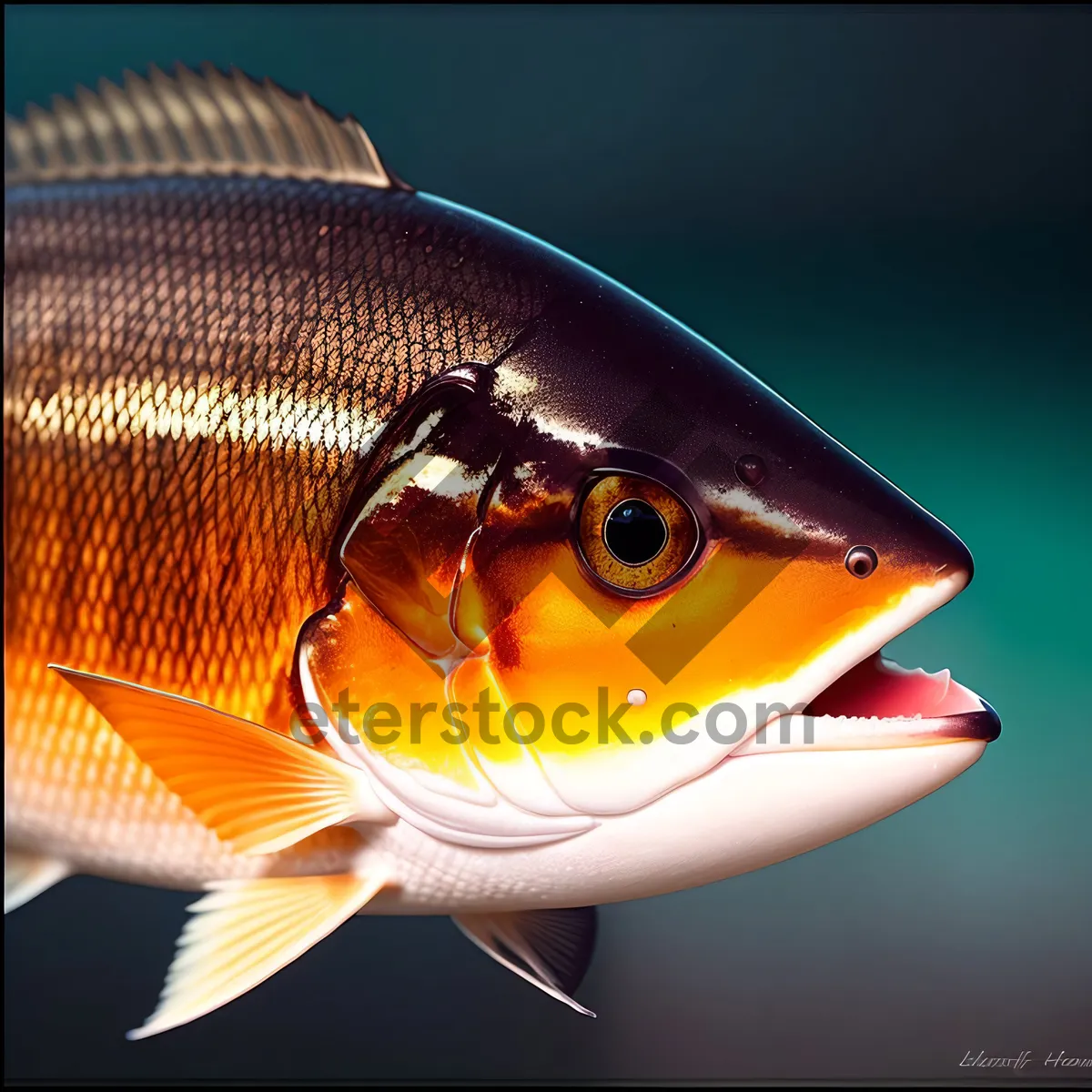 Picture of Vibrant Goldfish Swimming in Colorful Aquarium