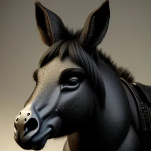 Masked Equine with Muzzle: Black Stallion in Disguise