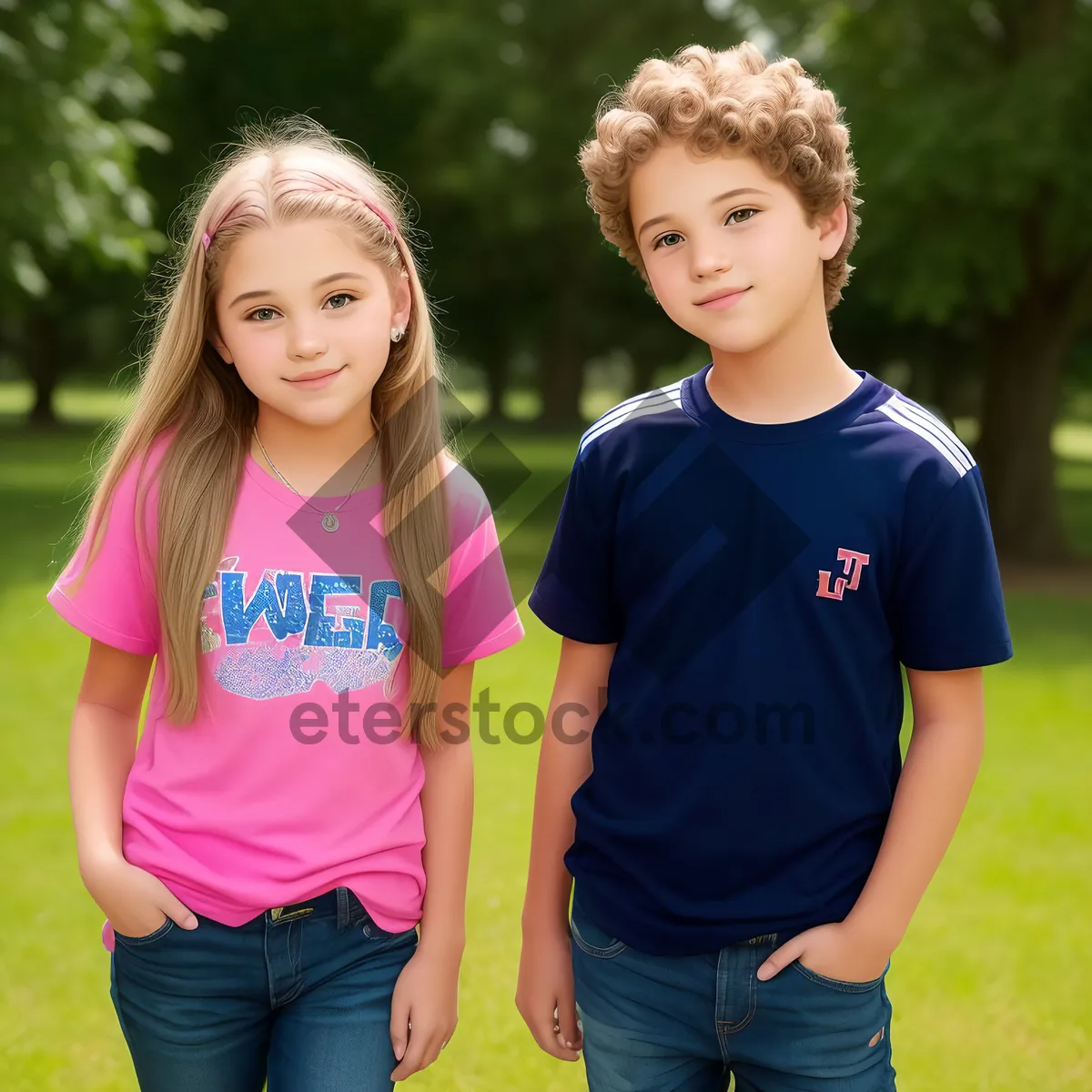 Picture of Joyful family embrace in sunny park