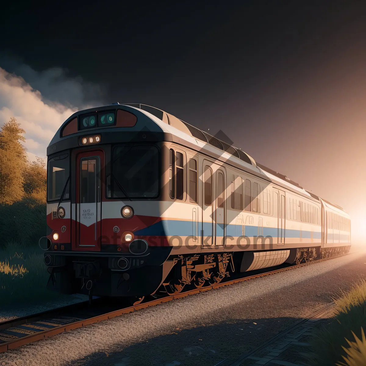 Picture of Modern Electric Passenger Train at an Old Railway Station