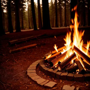 Fiery Glow: A Warm, Orange Fireplace