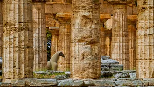 Ancient Temple Ruin in Historic City Landmark