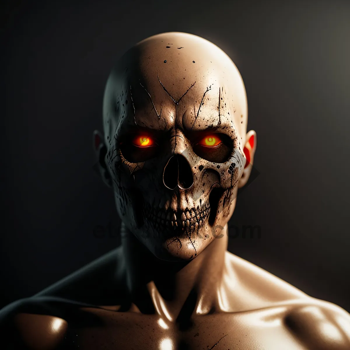 Picture of Frightening Skull with Spooky Mask: Conceptual Horror Image