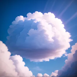 Vibrant Summer Sky with Fluffy Clouds