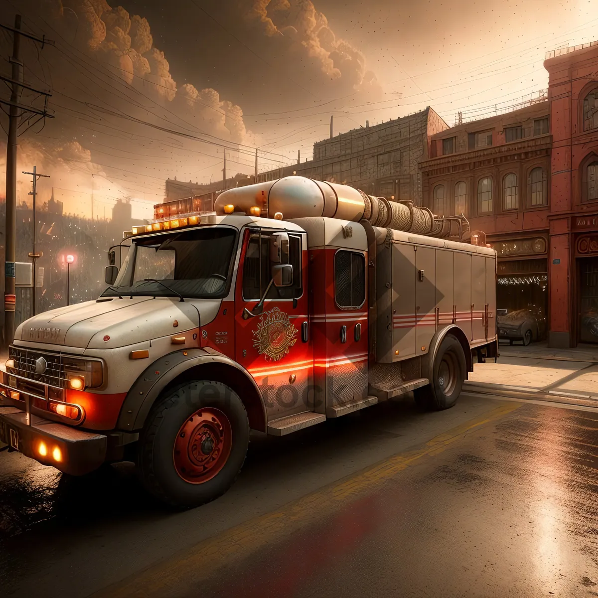 Picture of Emergency fire truck speeding on highway