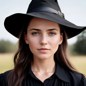 Smiling Blond Lady in Fashionable Cowboy Hat