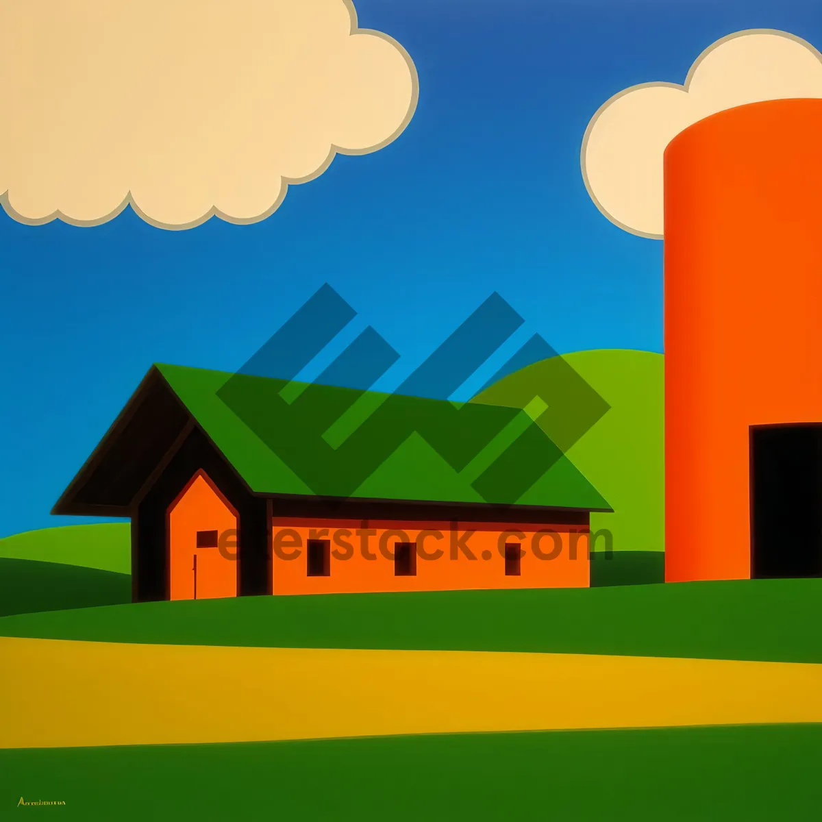 Picture of Chimney Design Icon against Scenic House Skyline