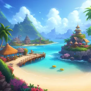 Tropical Resort Paradise by the Ocean.