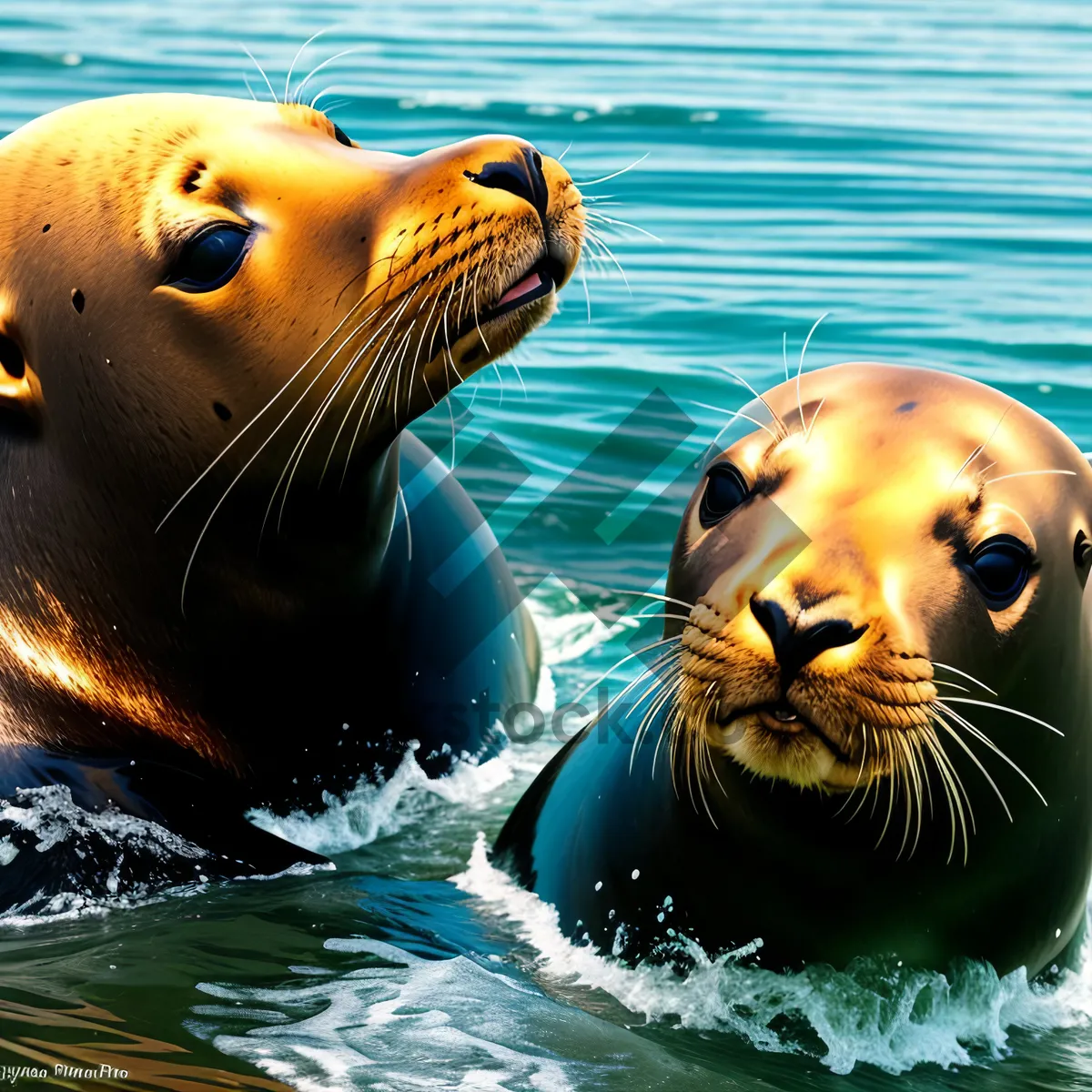 Picture of Wild Sea Lion Swimming in the Ocean