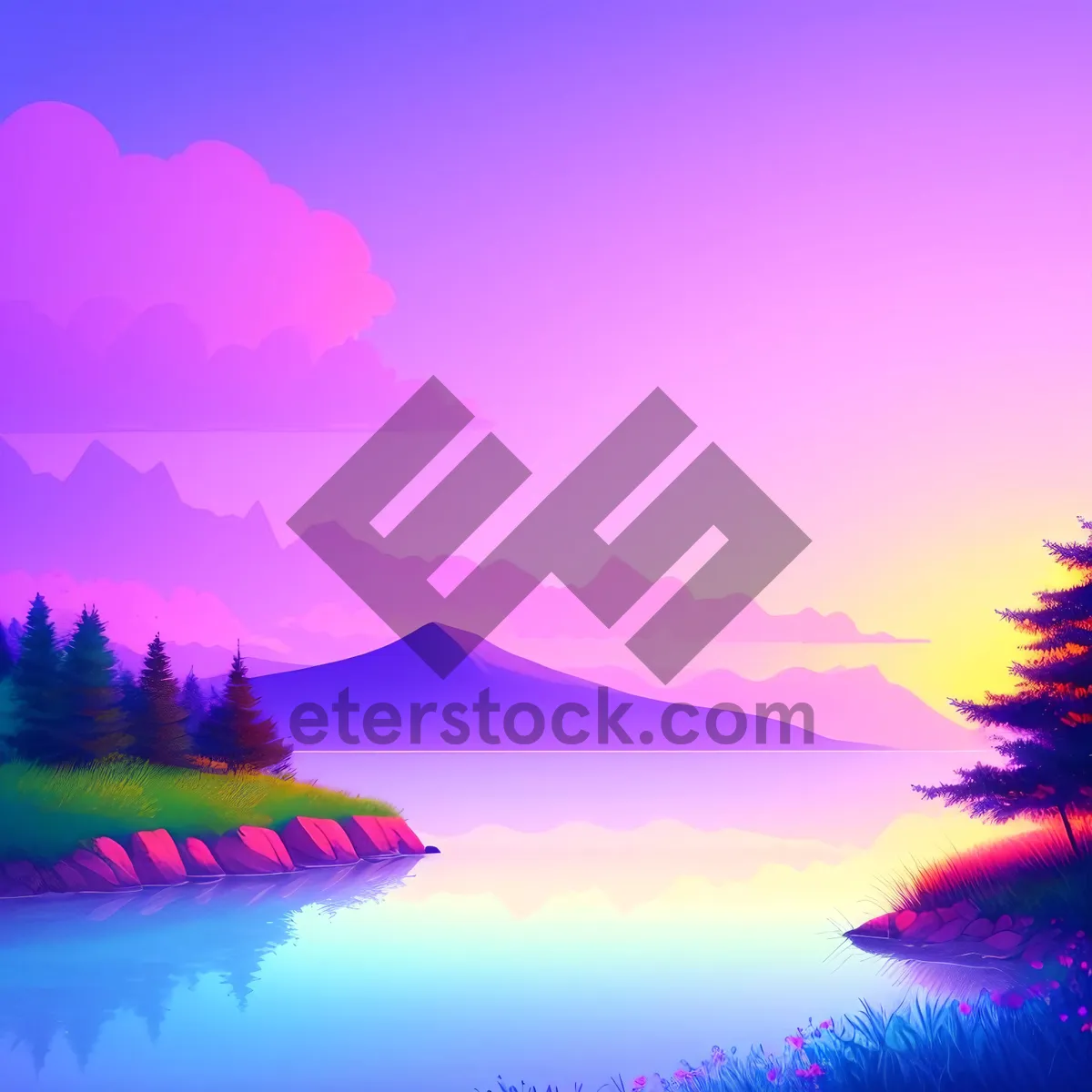 Picture of Serene Sunset Over Summer Landscape