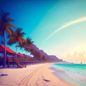 Sunset serenity on a tropical shore.