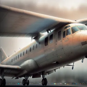 Skybound Jet Soars Over Airport Runway