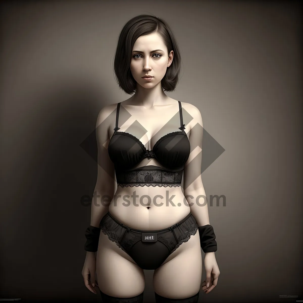 Picture of Seductive lingerie: alluring black brassiere on model