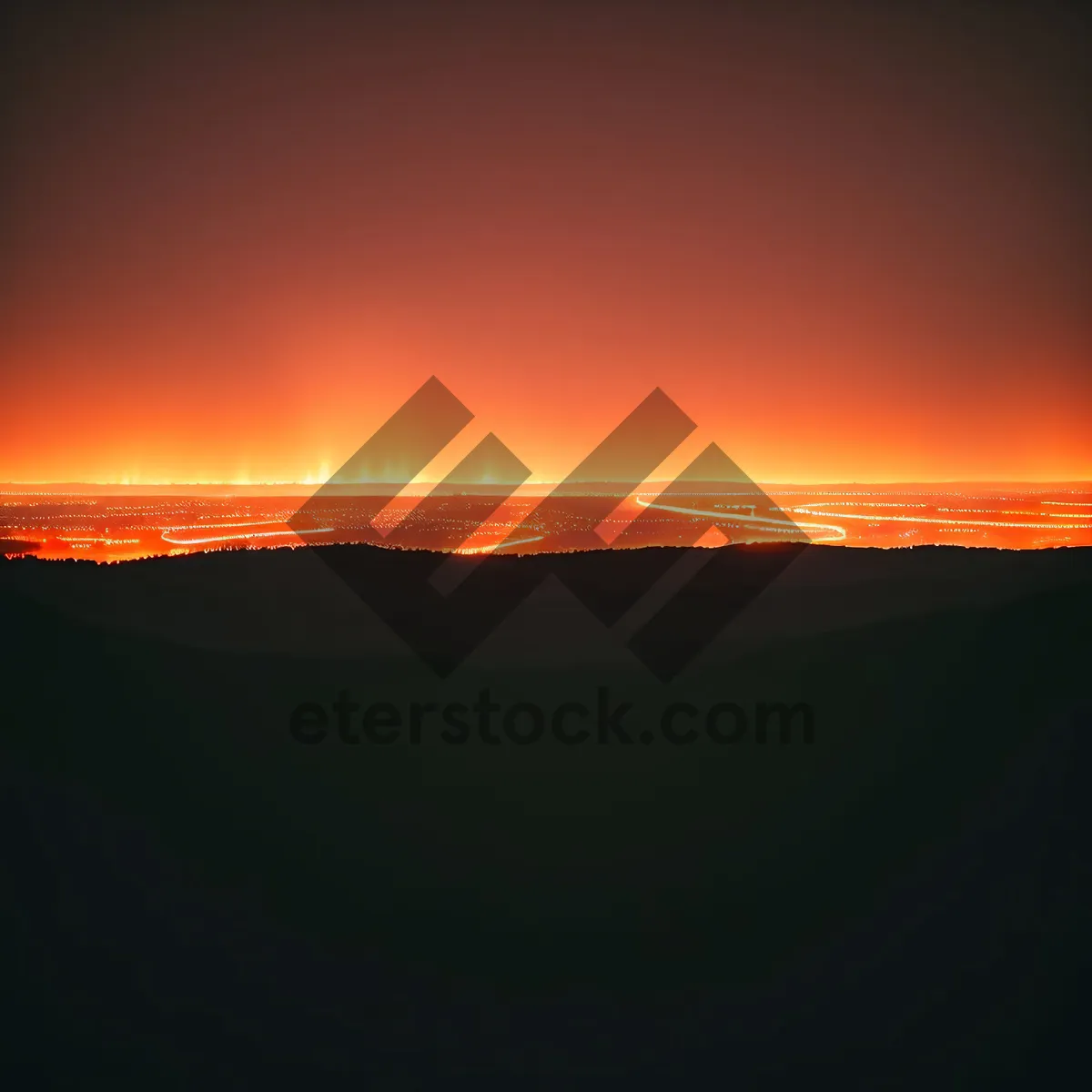 Picture of Vibrant Sunset Over Mountain Range