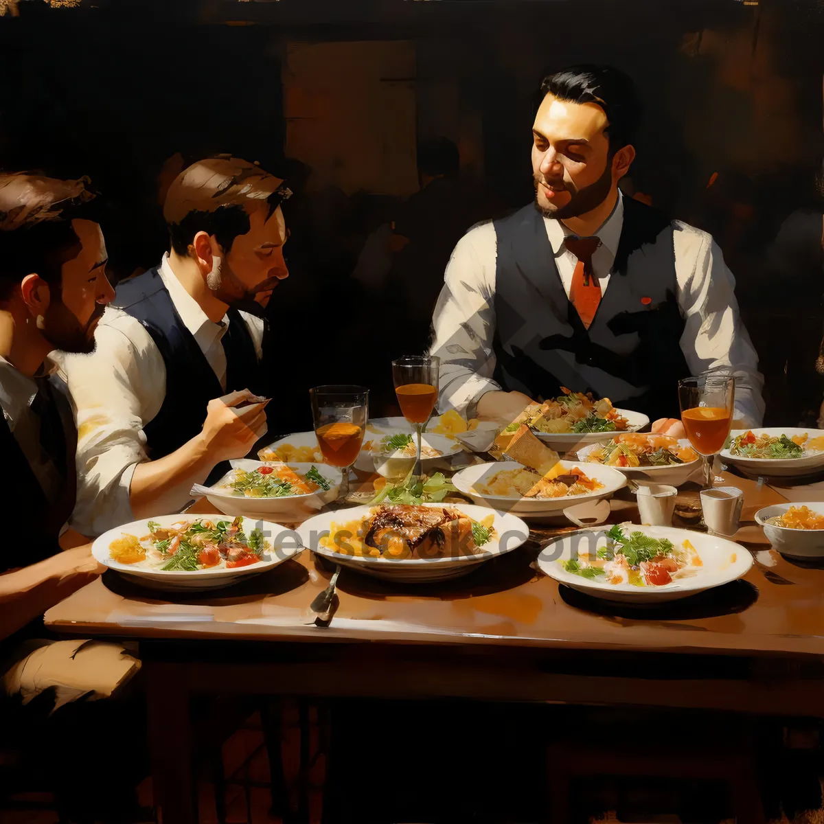 Picture of Happy couple enjoying a dinner date at restaurant_COMPANY.