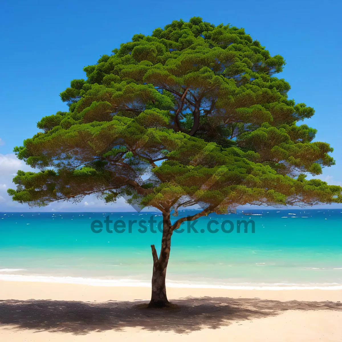 Picture of Serene Tropical Beach Paradise with Palm Trees