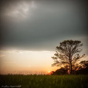 Vibrant Sunset Sky Over Rural Landscape