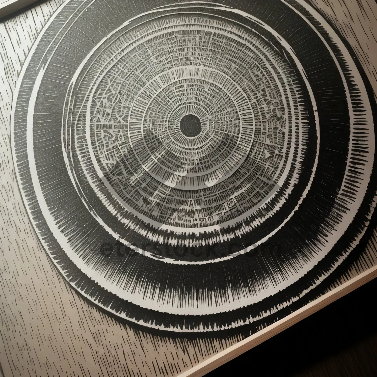 Picture of Digital Vinyl Vortex: A Textured Circle of Artistic Patterns.