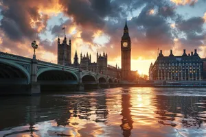 Famous London Bridge at Night with Reflection in River