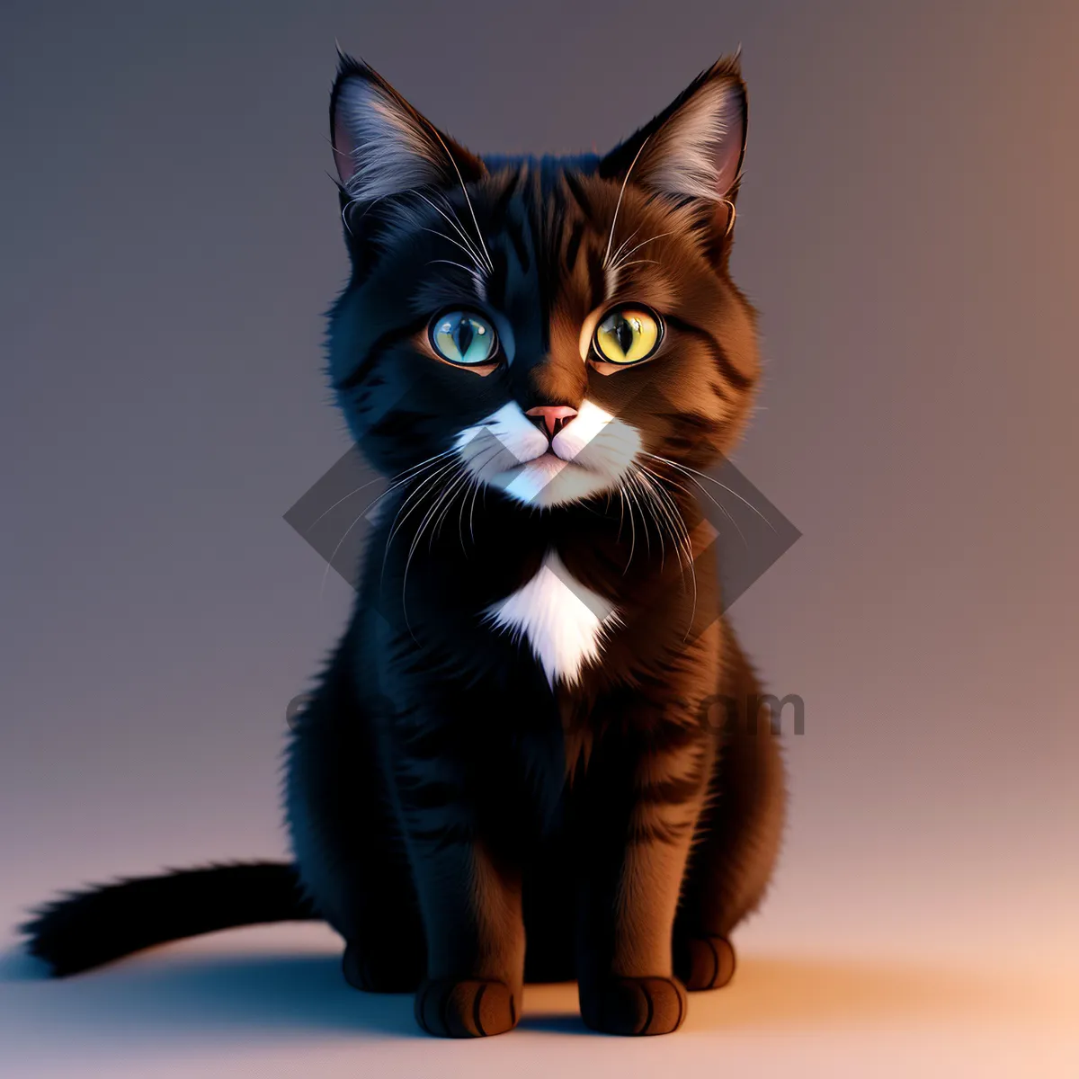 Picture of Cute Gray Kitten with Playful Expression