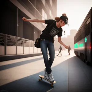 Skateboard Dancer performing high-energy maneuvers on board