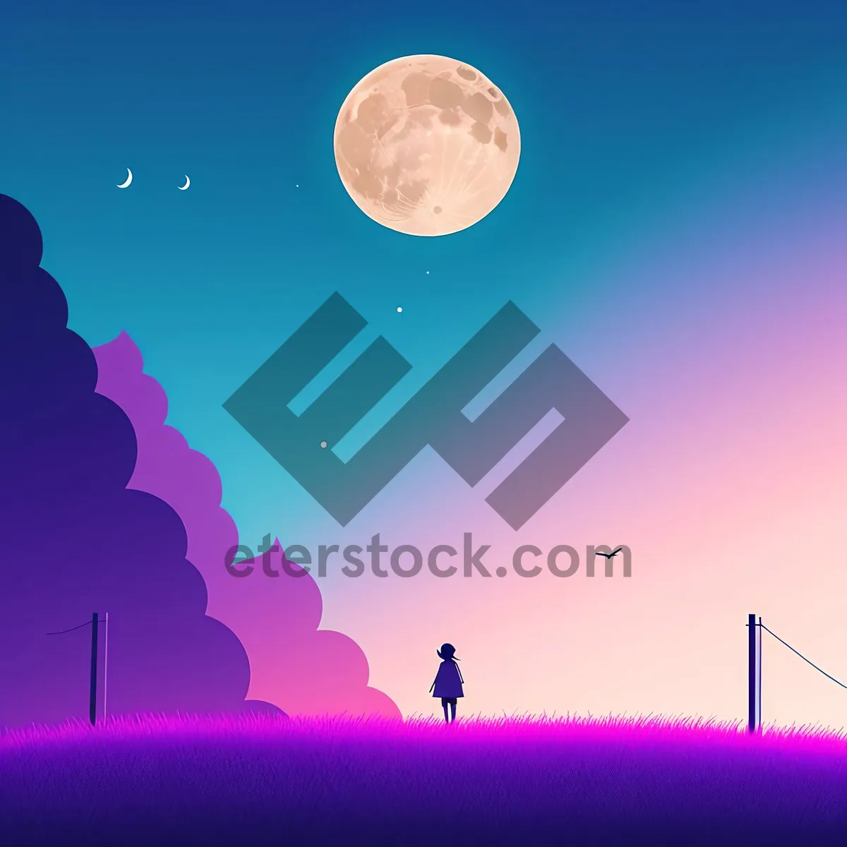Picture of Radiant Skyline: A Dreamy Sunset Over Summer Landscape