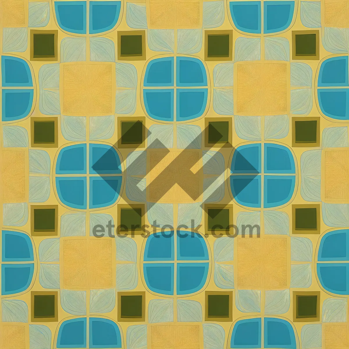 Picture of Geometric Mosaic Tile Pattern in Retro Color Palette