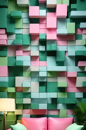 Colorful 3D Square Mosaic Design Texture Wallpaper