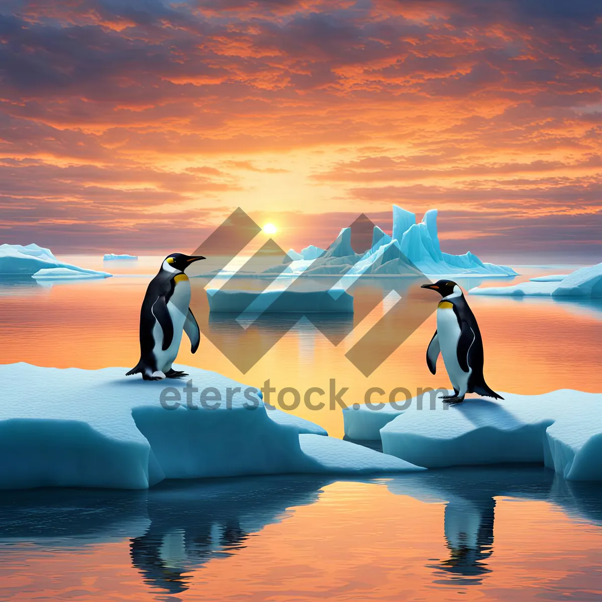 Picture of Tropical sunset over beach and ocean waves.