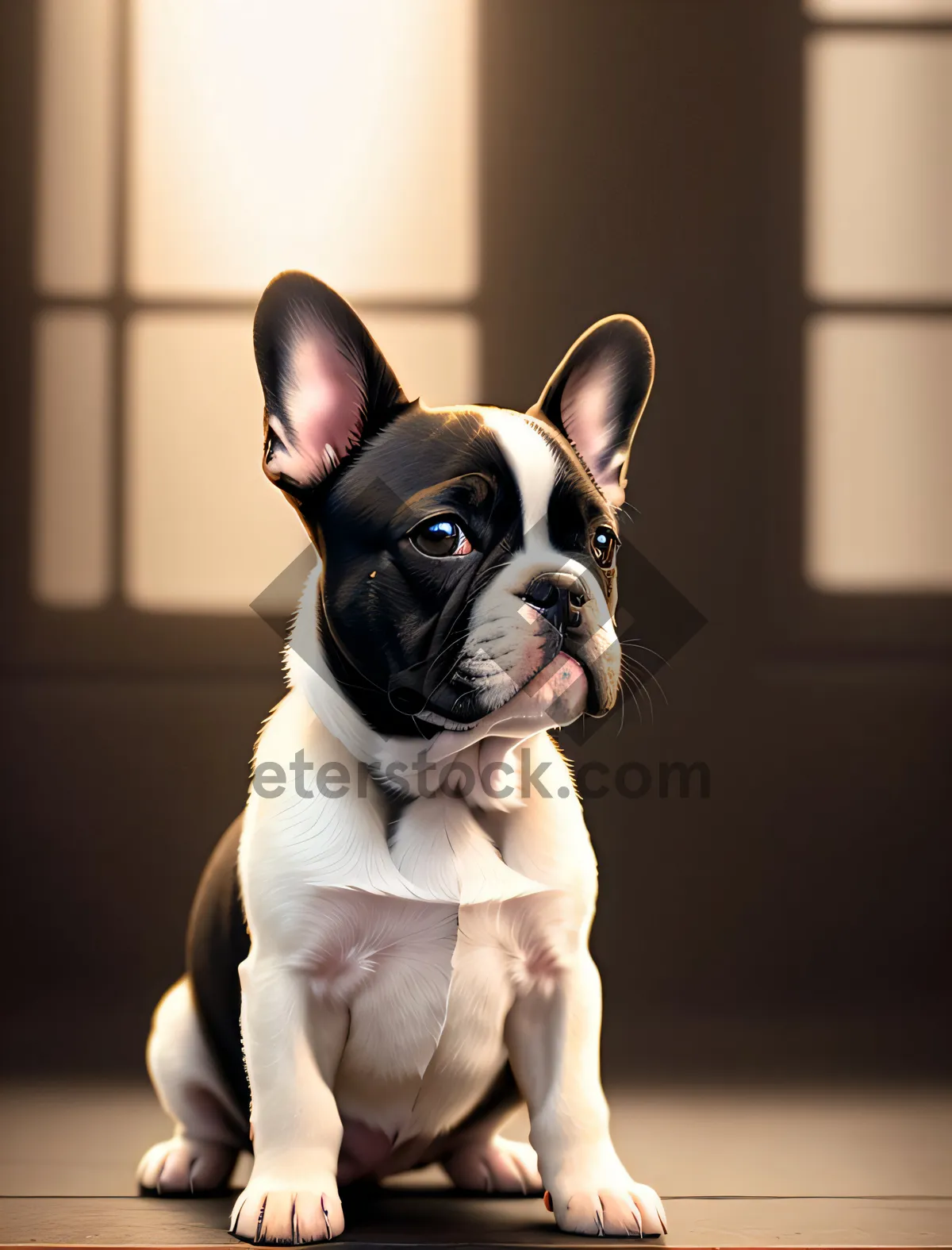 Picture of Adorable Bulldog Terrier Puppy in Studio Portrait