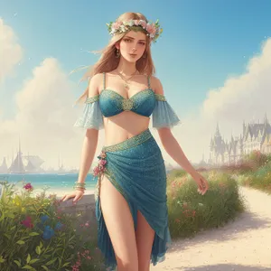Stunning bikini model showcasing beachwear