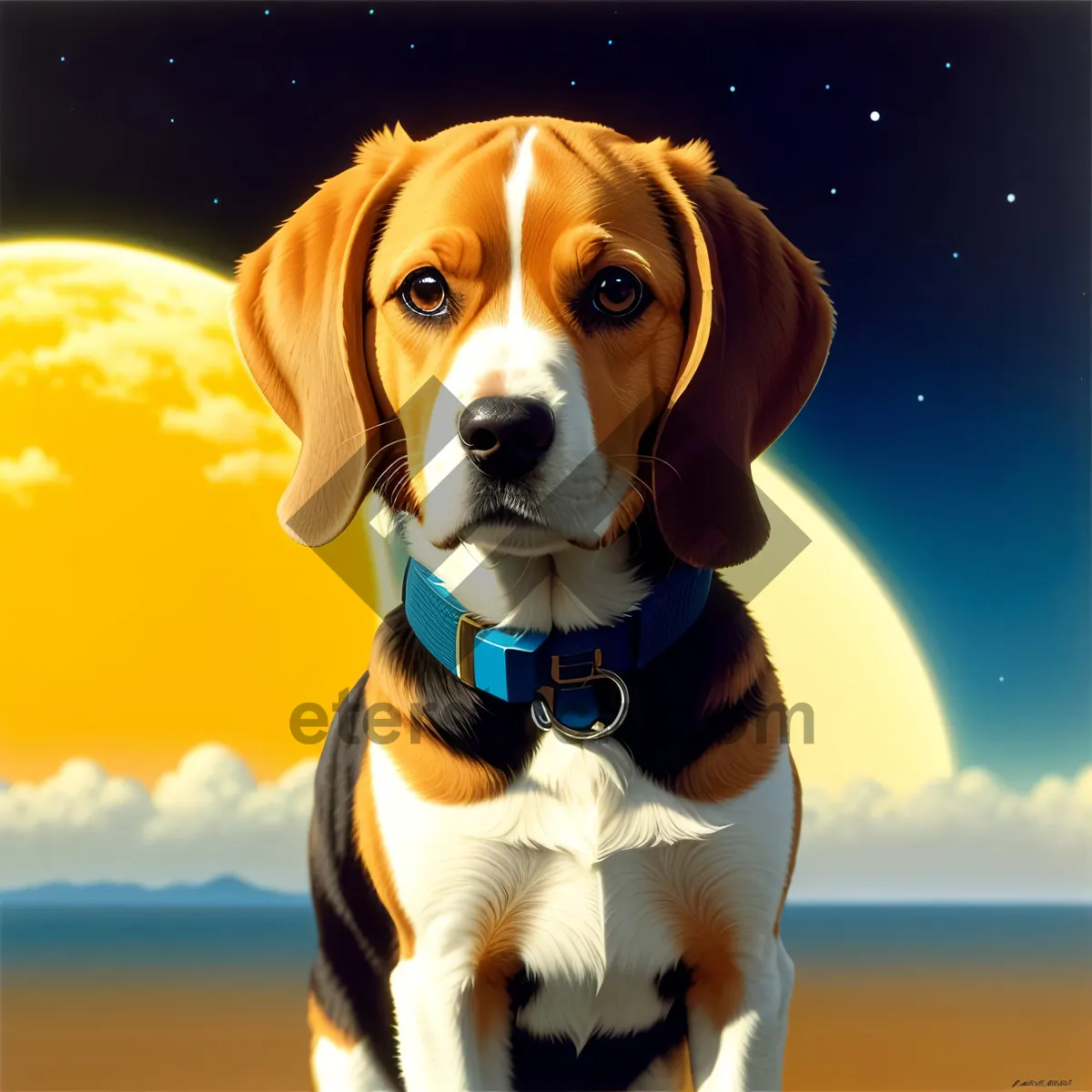 Picture of Brown Beagle Puppy - Purebred, Cute Canine Pet