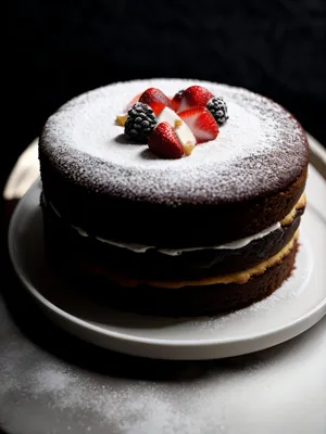 Delicious Fresh Fruit Cake with Sweet Cream