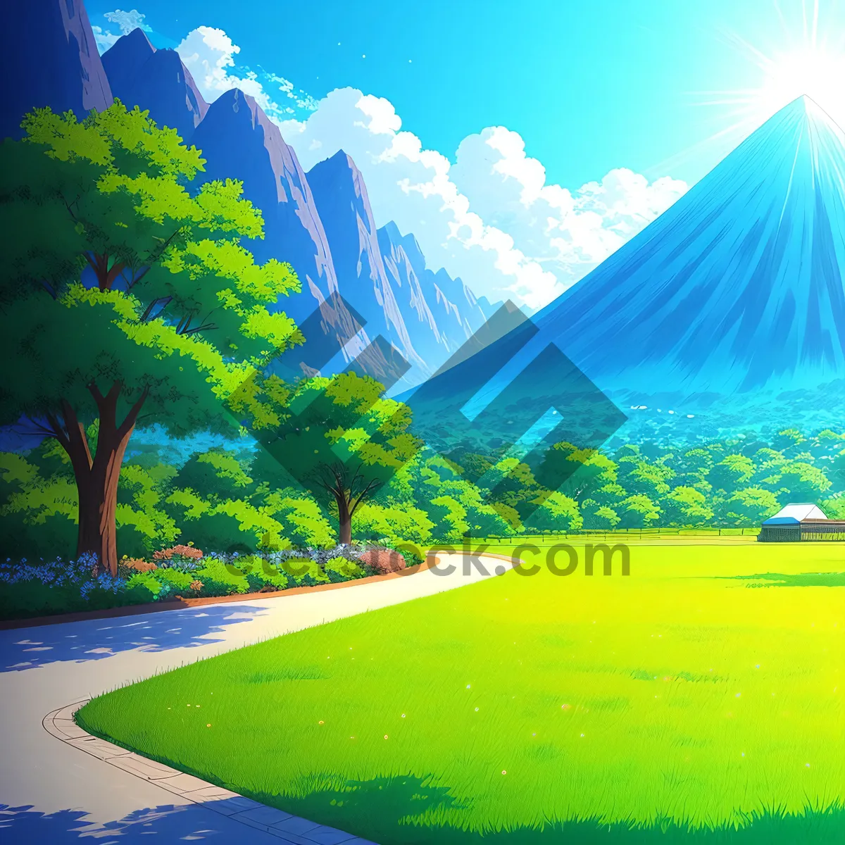 Picture of Serene Golf Course Sunset Overlooking Scenic Countryside