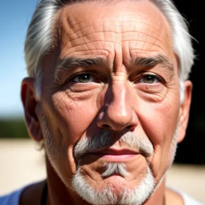 Smiling Senior Man with Gray Hair and Happy Expression