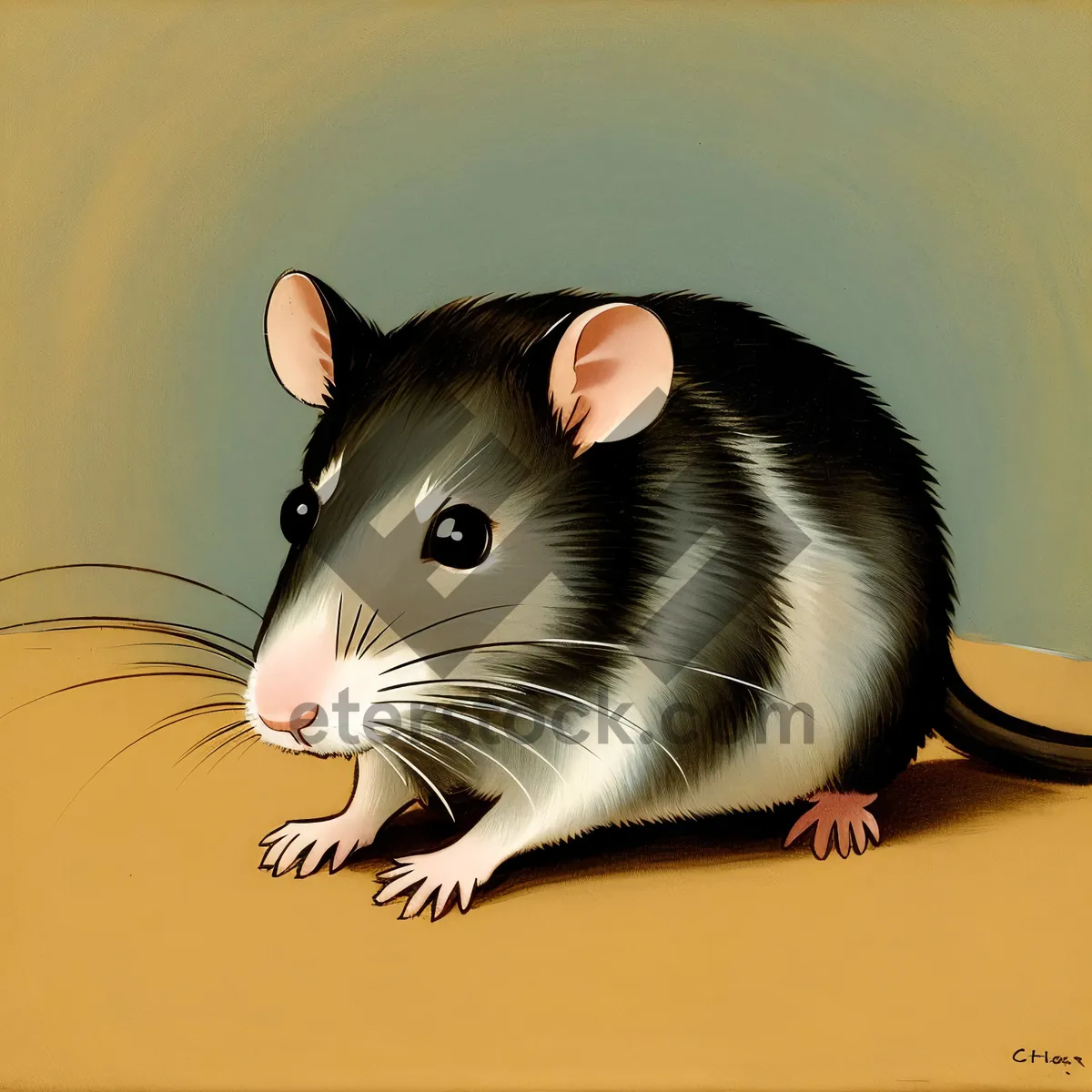 Picture of Adorable Furry Mouse with Whiskers