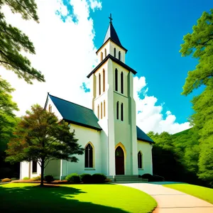 Historic Cathedral Tower with Cross: Symbolizing Faith and History in Ancient City