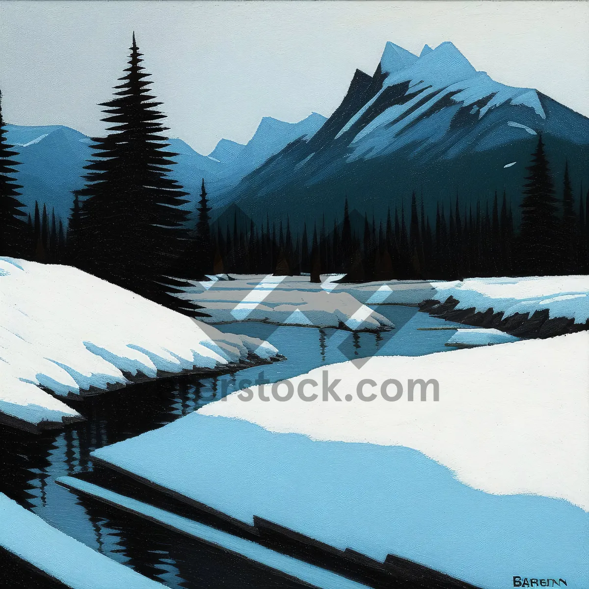 Picture of Snowy Alpine Mountain Landscape in Winter