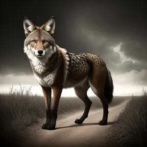 Wild Canine Predator in the Wilderness: Coyote-Wolf