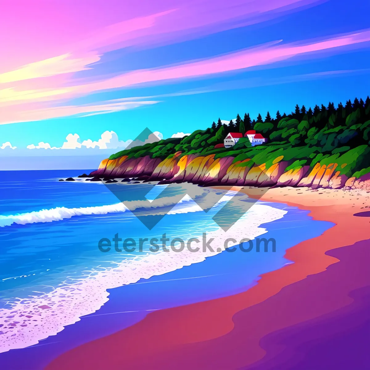 Picture of Golden Horizon: Tranquil Tropical Coastline at Sunset