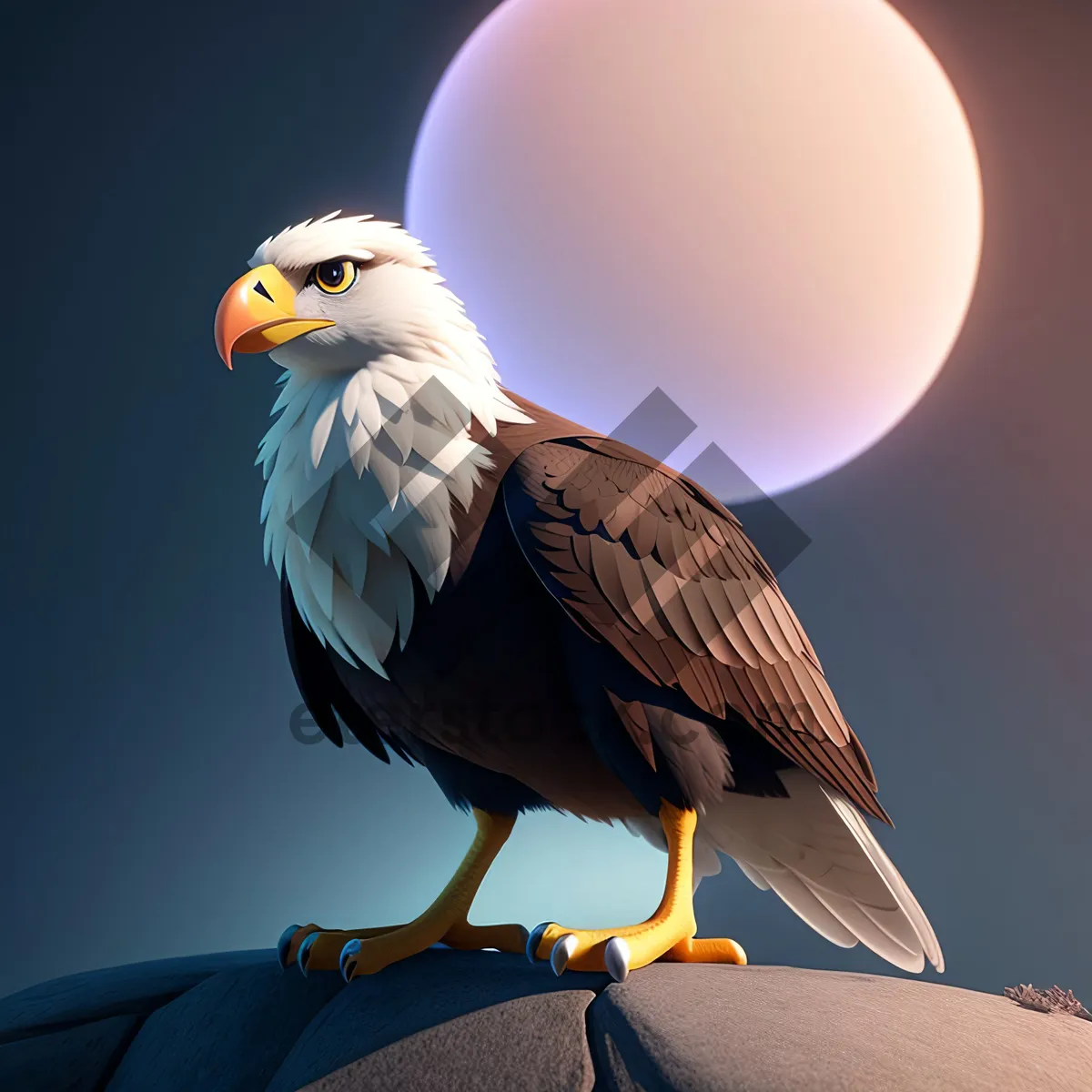 Picture of Majestic Bald Eagle Soaring Gracefully in Nature's Realm.