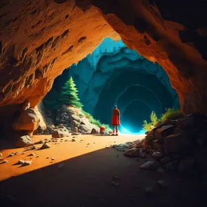 Golden Horizon: Majestic Sunset over Canyon