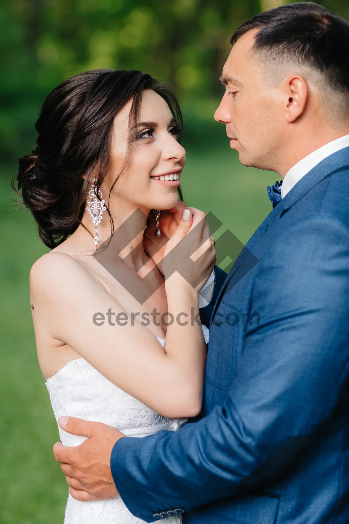 Picture of Happy couple portrait, smiling together on romantic date.