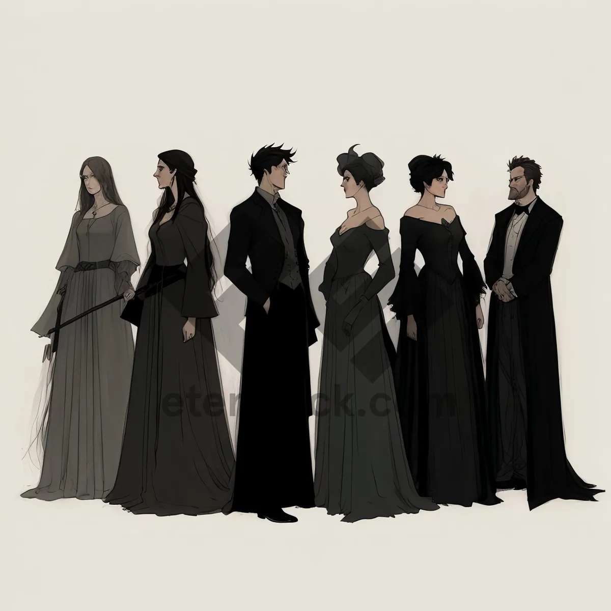 Picture of Successful Team of Smiling Businessmen in Business