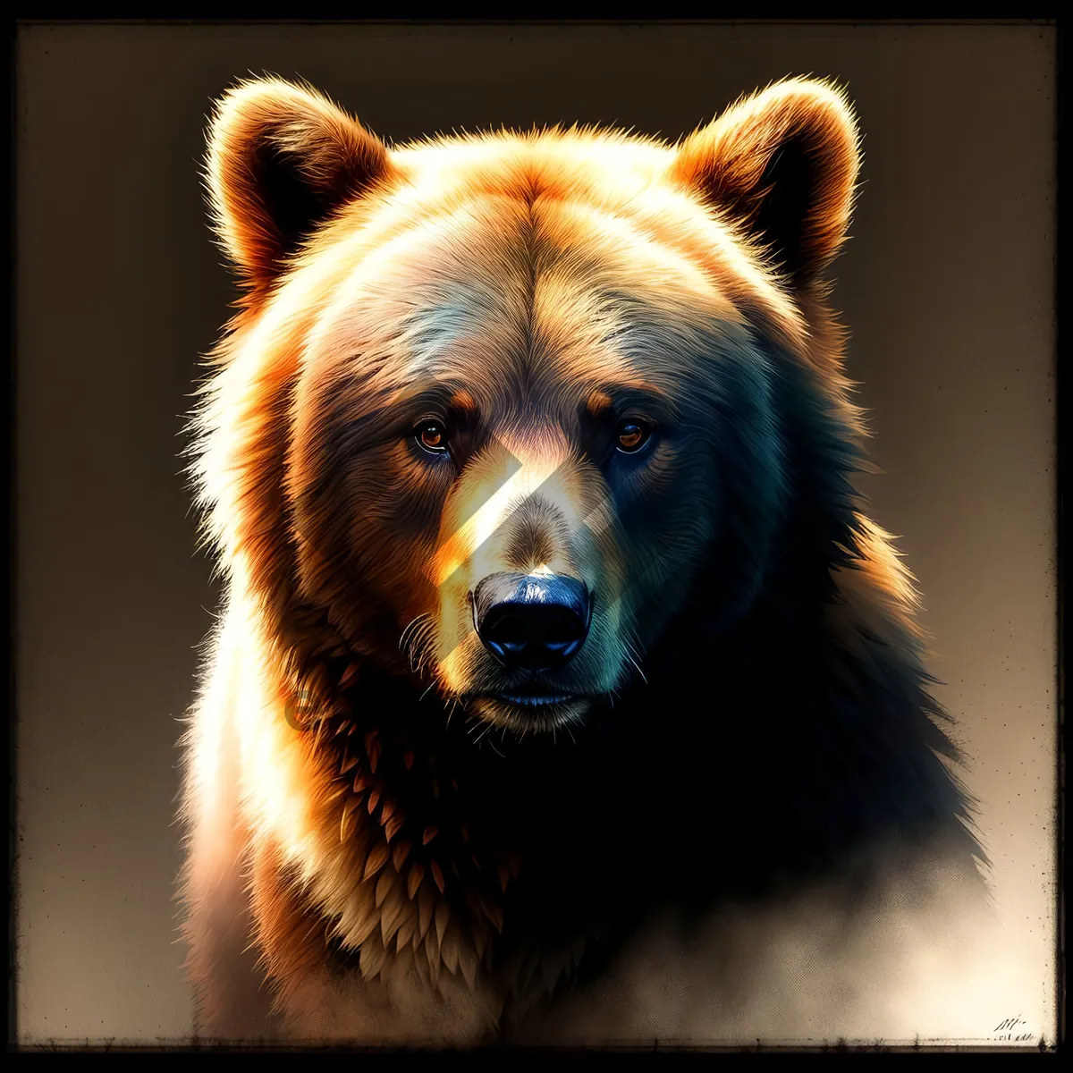 Picture of Wild Brown Bear Staring with Intensity