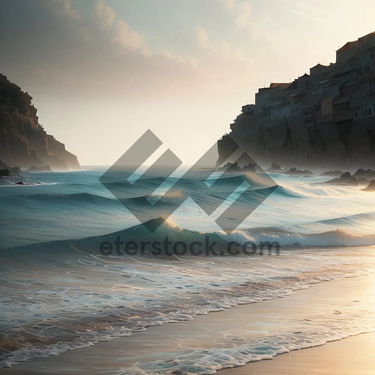 Picture of Coastal Majesty: Beachside Cliff with Turquoise Waters