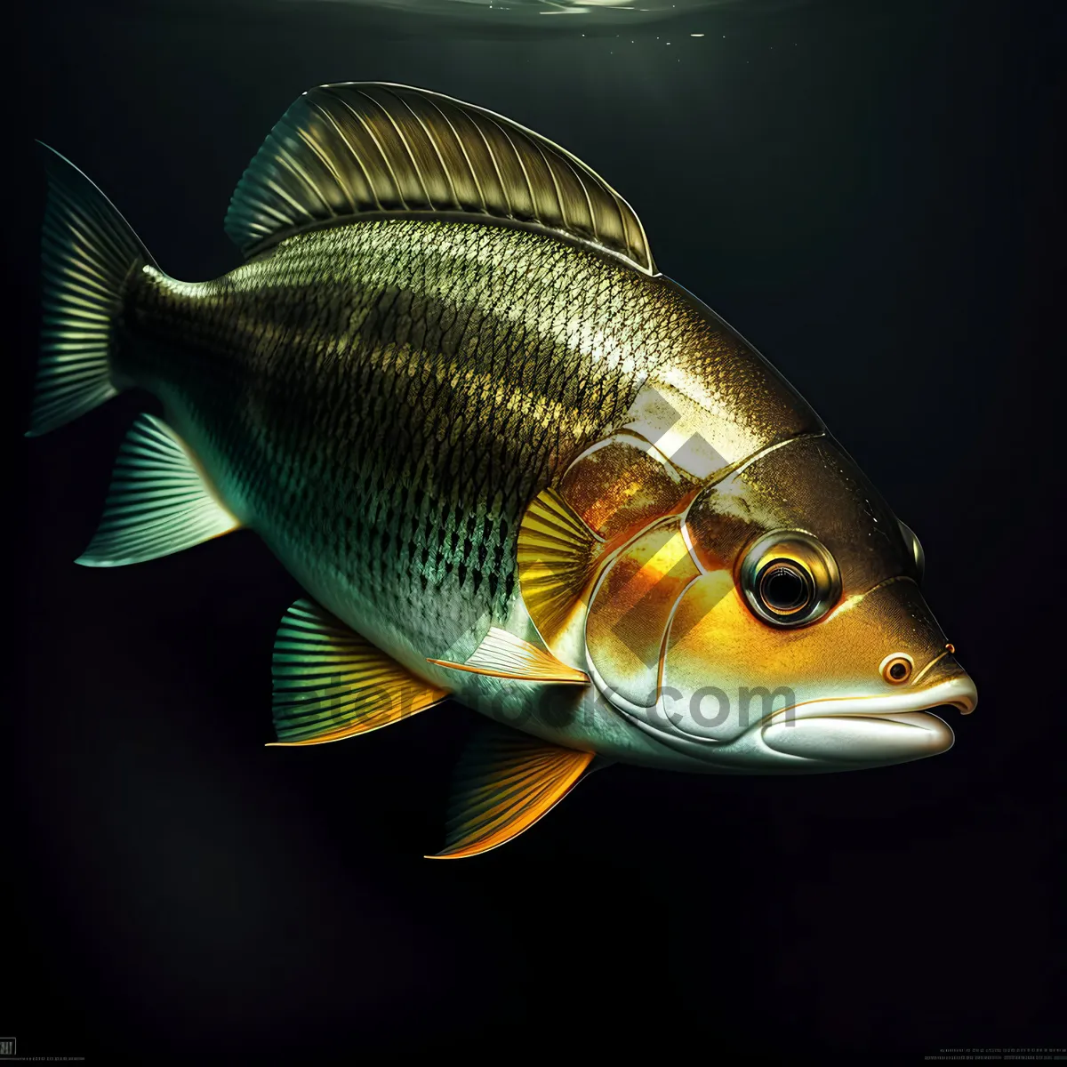 Picture of Colorful Sunfish Swimming in Tropical Aquarium