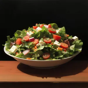 Savory and fresh gourmet salad with vegetables and cheese.