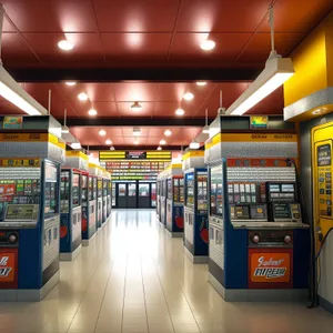 Modern Urban Train Station Interior with Vending Machines
